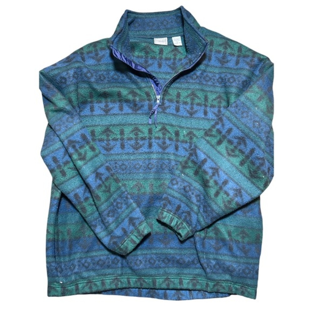 Bugle Boy Company XL Fleece Pullover Anchor Print Quarter Zip Sweatshirt‎
